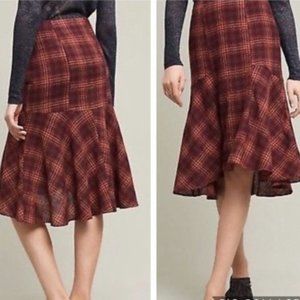 Anthropologie Maeve Tartan Plaid Wool Midi Skirt 2
